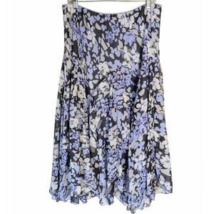 Vintage Newsworthy periwinkle lilac white floral scarf assymetrical hem skirt XL